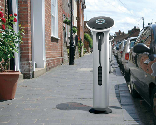 Symbolfoto: So sieht die von Yves Behar designte Ladestation für Elektroautos aus. Bildquelle: General Electric / GE