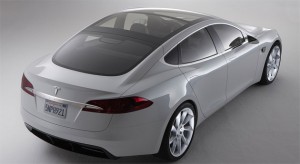 Elektroauto Elektromobil Tesla Model S hinten oben