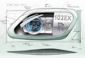 Elektroauto Rolls Royce Genf Automobilsalon Skizze für eine Cocpitanzeige im Rolls-Royce 102 EX
