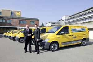 Elektroauto Deutsche Post Elektromobil Mercedes E-Cell Die Deutsche Post setzt bereits 15 Elektroautos ein. Elektroauto Deutsche Post Elektromobil Mercedes E-Cell