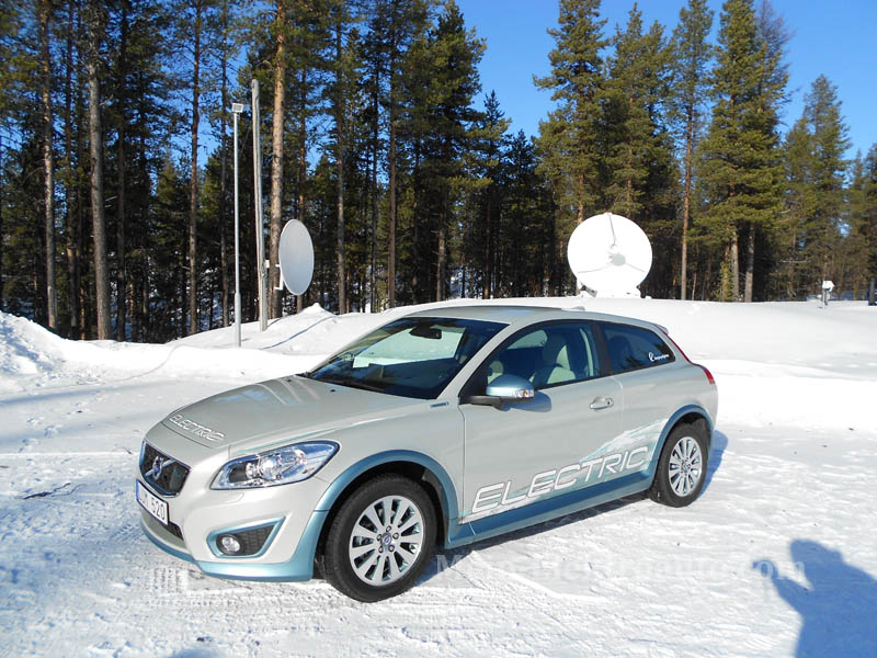 Elektroauto Volvo C30 Electric. Dieses Foto wurde vor dem Esrange Space Center in der Nähe der schwedischen Stadt Kiruna aufgenommen.