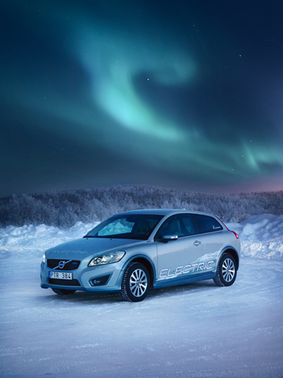 Das Elektroauto Volvo C30 Electric fühlt sich auch im kalten Schweden wohl. Bildquelle: Volvo