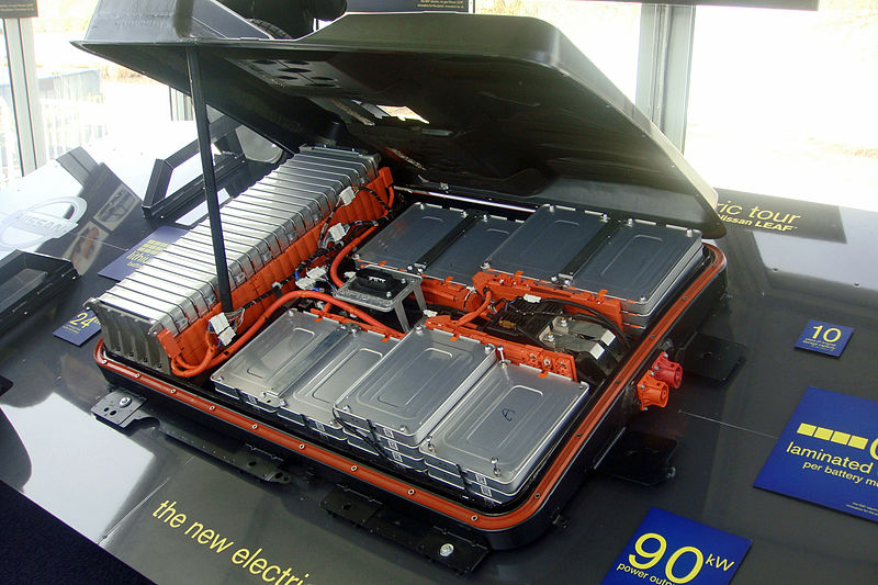 Symbolbild. . Die Batterieeinheit des Elektroauto Nissan Leaf. Bildquelle: Mariordo Mario Roberto Duran Ortiz (Creative Commons-Lizens, Wikipedia)