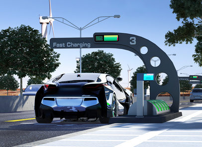 Future power station with hybrid vehicle