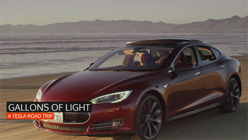 Das Elektroauto Model S von Tesla Motors ist der Star in dem Video "Gallons of Light". Bildquelle:Jordanbloch.com