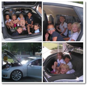 Wie viele Kinder passen in das Elektroauto Tesla Model S