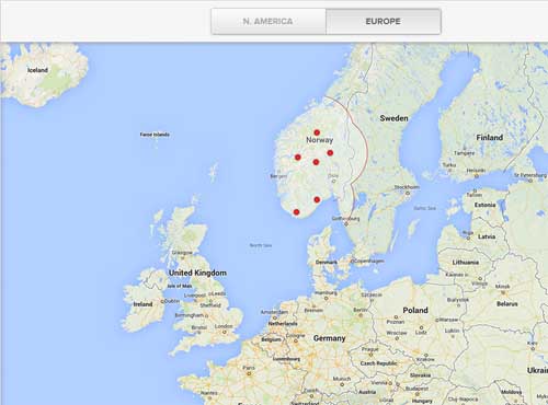 Die Standorte der Supercharger in Europa am 30.08.2013. Bildquelle: Tesla Motors