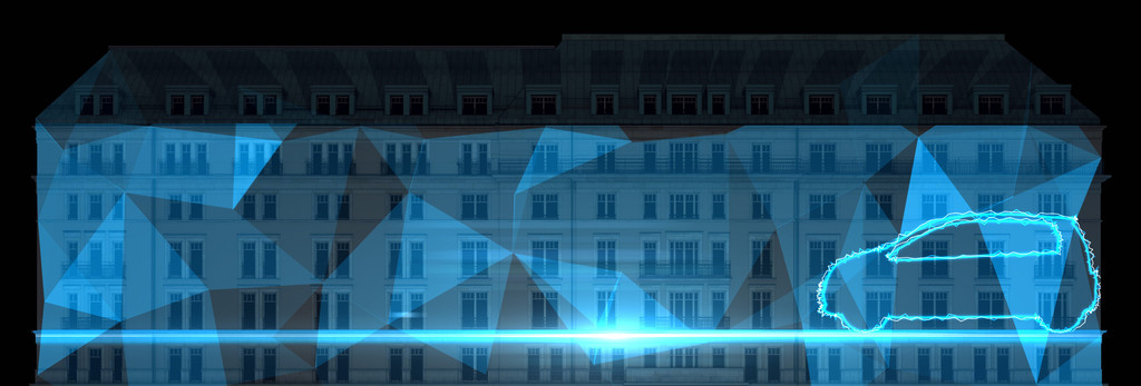 Grafik der Volkswagen-Inszenierung des E-Up auf dem Festival of Light 2013. Foto: Auto-Medienportal.Net/Volkswagen
