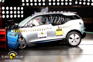 Das Elektroauto BMW i3 beim Crashtest. Bildquelle: EuroNCAP