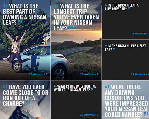 Bei der Aktion "Real Owner. Real Answers" können Eigentümer des Elektroauto Nissan Leaf gefragt werden. Bildquelle: Screenshot Nissan