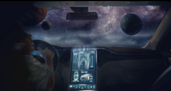 Das Elektroauto Tesla Model S als Raumschiff. Bildquelle:  Everdream / Youtube