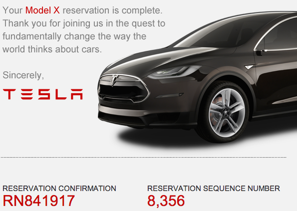 In den USA sind für das Elektroauto Tesla Model X mindestens 8.356 Reservierungen eingegangen. Bildquelle: Mostleyfool