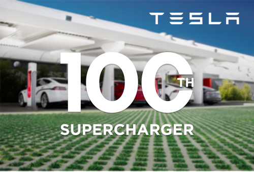 Symbolbild. Mit diesem Bild hat das US-Unternehmen seinen 100 Supercharger gefeiert.Tesla Motors hat den 100. Supercharger für Elektroautos installiert. Bildquelle: Tesla Motors