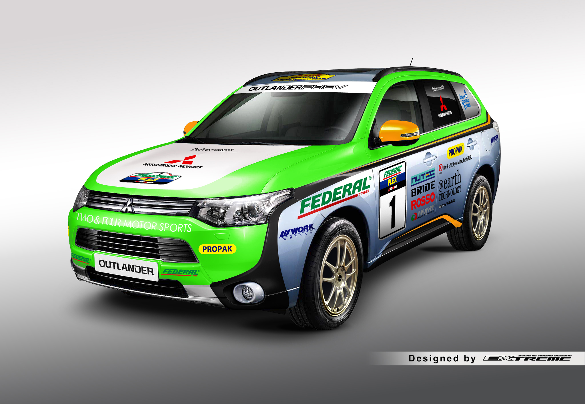 Der Mitsubishi Plug-in Hybrid Outlander im Härtetest bei der Asia Cross Country Rallye 2014. Bildquelle: Mitsubishi Motors