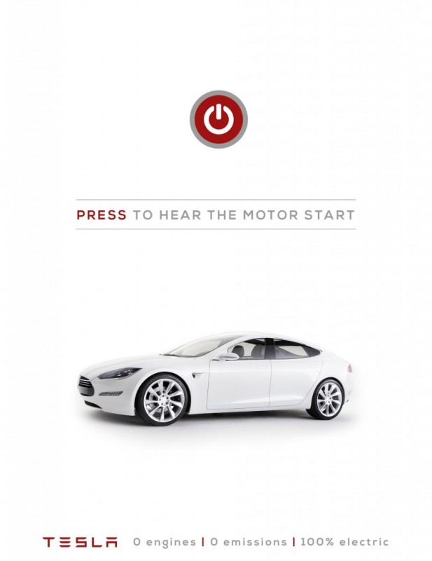So sieht die interaktive Werbung für das Elektroauto Tesla Model S aus