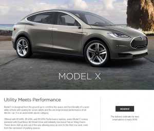 Elektroauto Tesla Model X. Bildquelle: Screenshot von TeslaMotors.com
