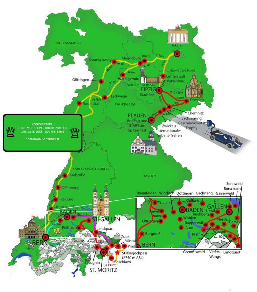 Der Routenplan der Wavetrophy. Bildquelle: Wavetrophy.com