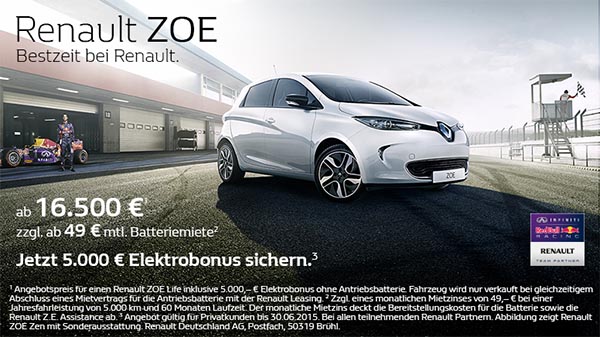 Das Elektroauto Renault Zoe Life kostet nur noch 16.500 Euro. Bildquelle: Renault