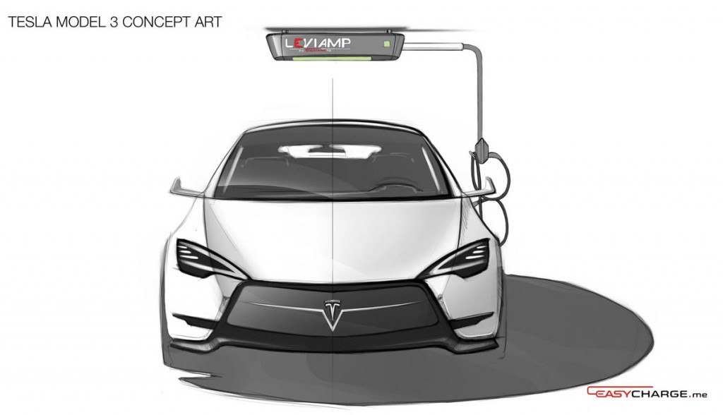 So könnte laut EasyCharge.me das Elektroauto Tesla Model 3 aussehen. Bildquelle: EasyCharge.me