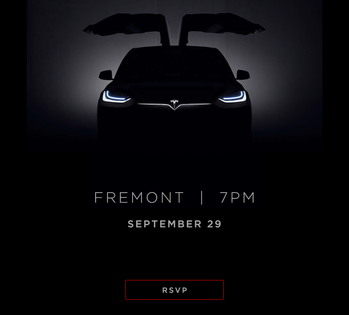 Einladung Elektroauto Tesla Model X. Bildquelle: Tesla Motors