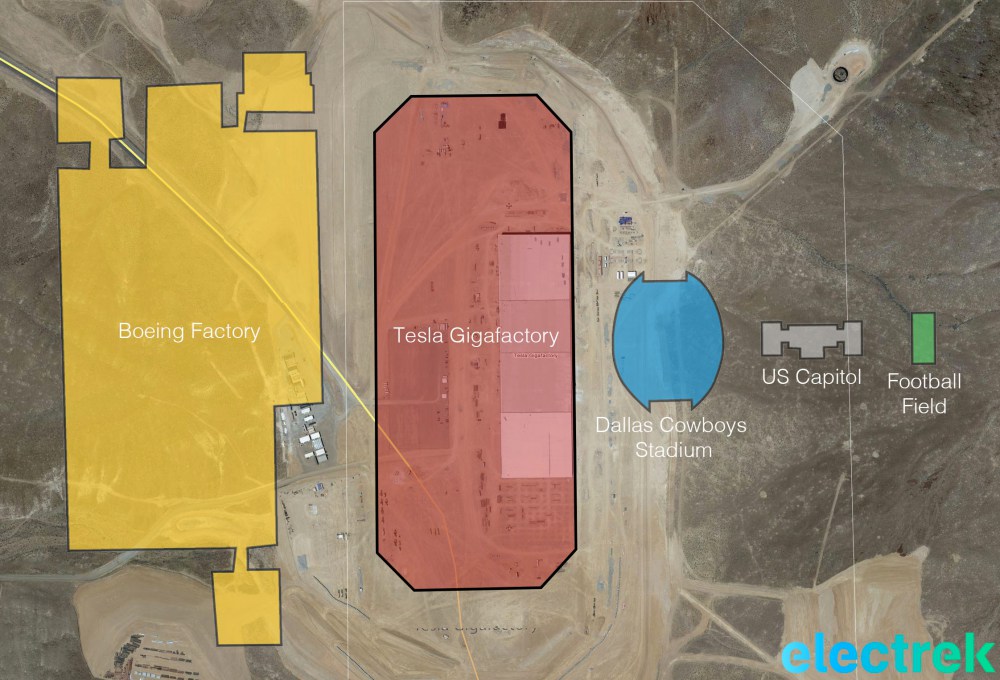 Satellitenbild zeigt die Tesla Gigafactory