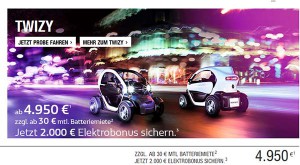 Das Elektroauto Renault Twizy gibt es dank Elektrobonus 2.000 Euro günstiger. Bildquelle: Renault