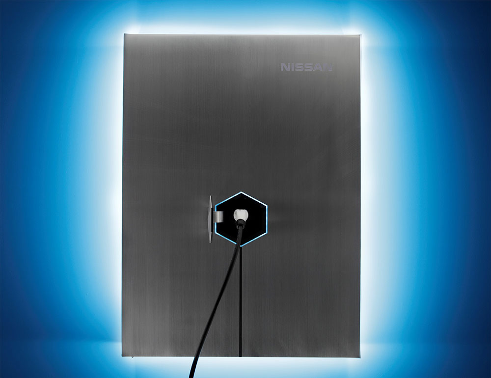 Dies ist das Home Energy System xStorage von Nissan, mit diesen kann man zu Hause Energie speichern. Bildquelle: Nissan