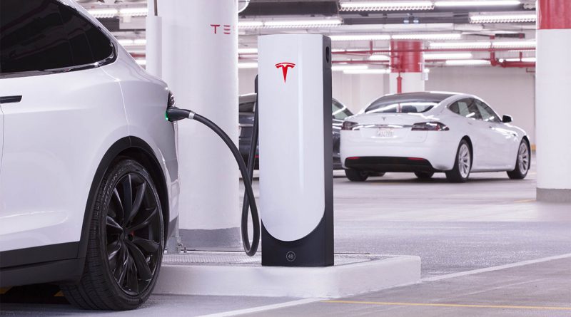 So sieht ein Urban Supercharger von Tesla für Elektroautos aus. Bildquelle: Tesla