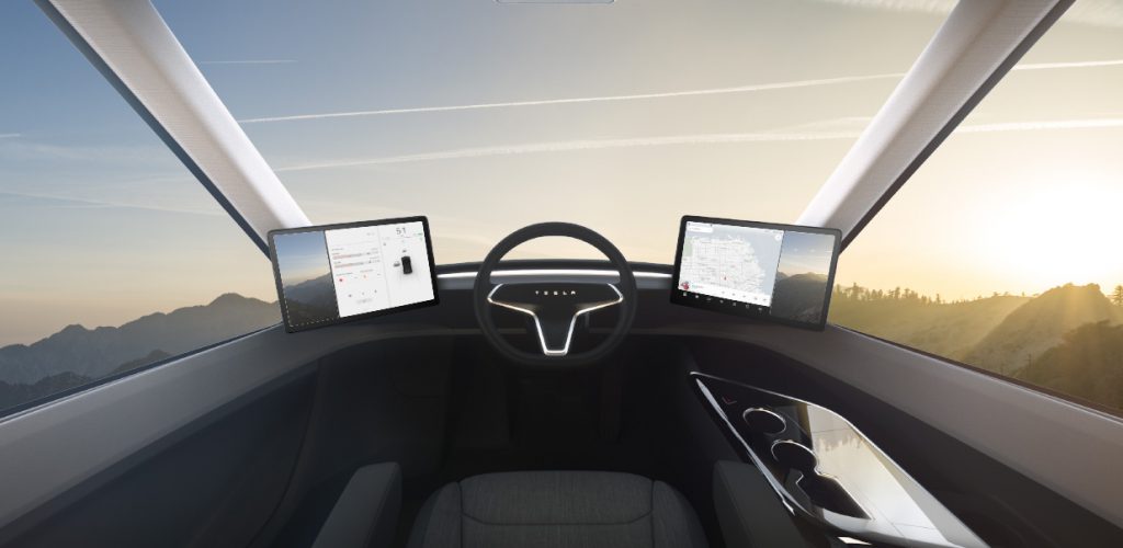 Cockpit des Elektro-LKW Tesla Semi. Bildquelle: Tesla