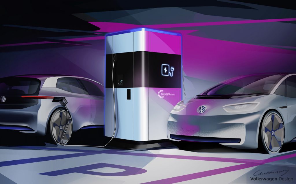 Erste Mobile Schnellladestation für Elektroautos von Volkswagen. Bildquelle: Volkswagen