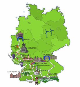Die Route der Wave im September 2019 in Deutschland. Bildquelle: Wavetrophy