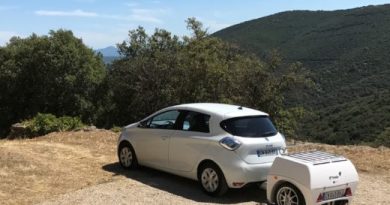 Das Elektroauto Renault Zoe mit dem Ladeanhänger von EP Tender. Bildquelle: EP Tender